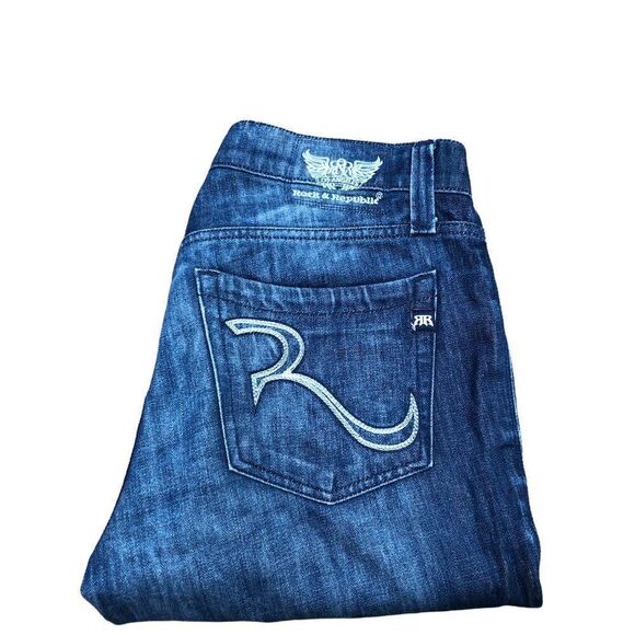 Rock & Republic Embroidered Jeans Size 34 Blue - Picture 8 of 8
